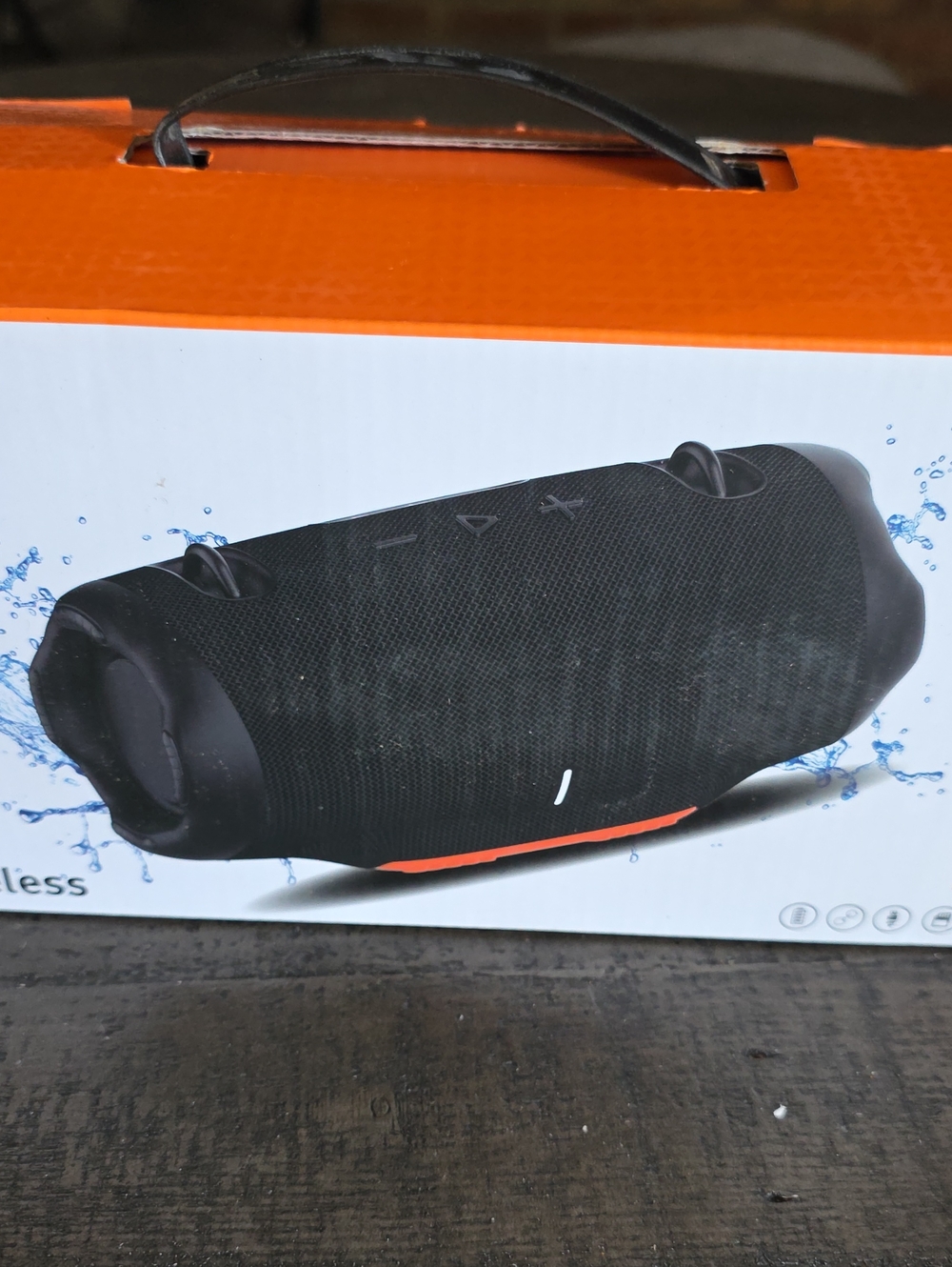 Portable Black Wireless Bluetooth Speaker with Splash-Resistant Design